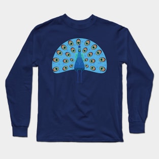 Cute Peacock Exotic Indian Bird Cartoon Long Sleeve T-Shirt